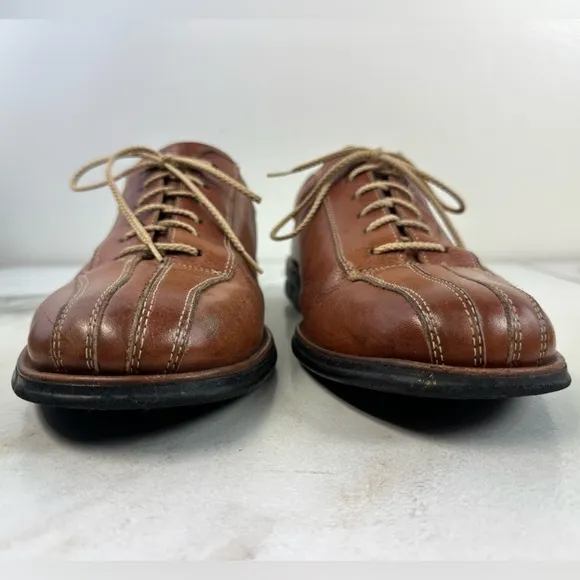Sandro Men's Comfort Walk Cognac Leather Split Cap Toe Oxford Dress Shoes, 9