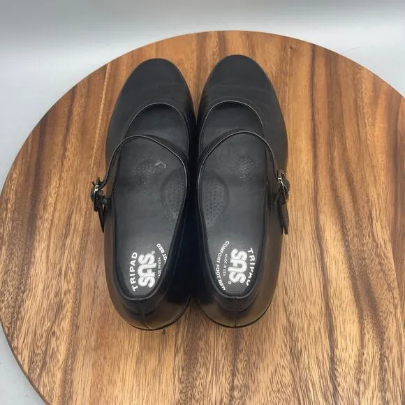 SAS Maria Shoes Womens 9 M Black Leather Mary Jane Casual Tripad Comfort Walking