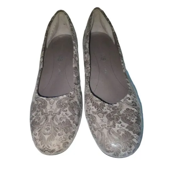 SAS Sofia Wedge Pump Gray Leather Shoes‎ Made in Tuscany Italy Size 8 Narrow