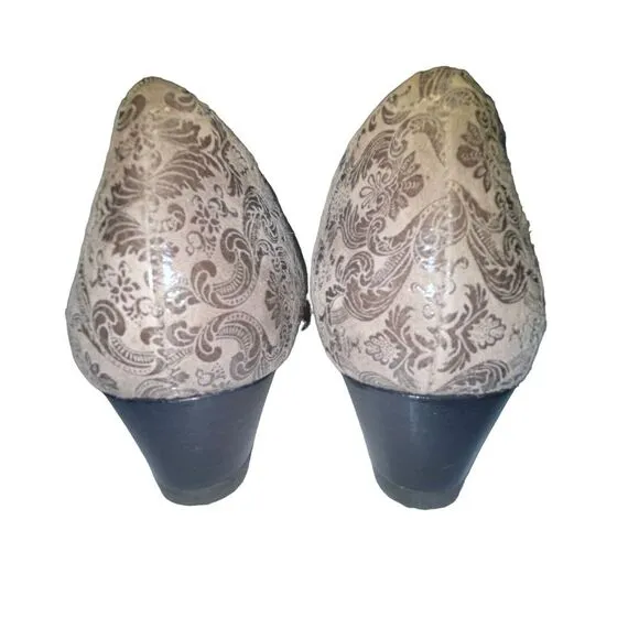 SAS Sofia Wedge Pump Gray Leather Shoes‎ Made in Tuscany Italy Size 8 Narrow