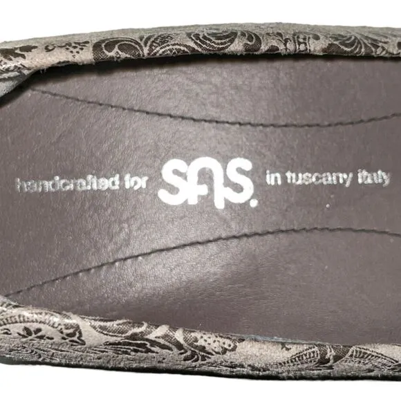 SAS Sofia Wedge Pump Gray Leather Shoes‎ Made in Tuscany Italy Size 8 Narrow