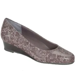 SAS Sofia Wedge Pump Gray Leather Shoes‎ Made in Tuscany Italy Size 8 Narrow