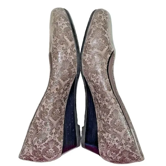 SAS Sofia Wedge Pump Gray Leather Shoes‎ Made in Tuscany Italy Size 8 Narrow