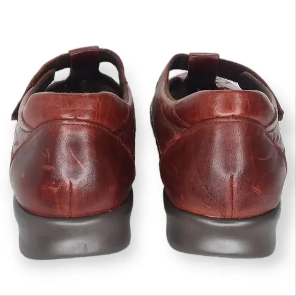 SAS Willow Leather Mary Jane Shoes Size 10 WIDE Walnut Brown Grandmacore