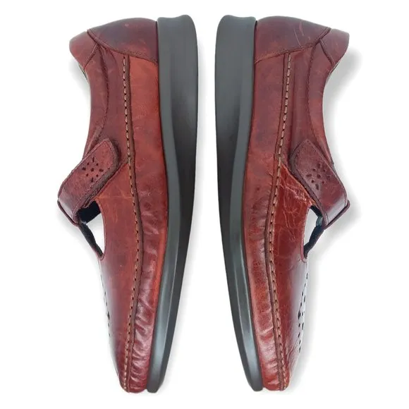 SAS Willow Leather Mary Jane Shoes Size 10 WIDE Walnut Brown Grandmacore