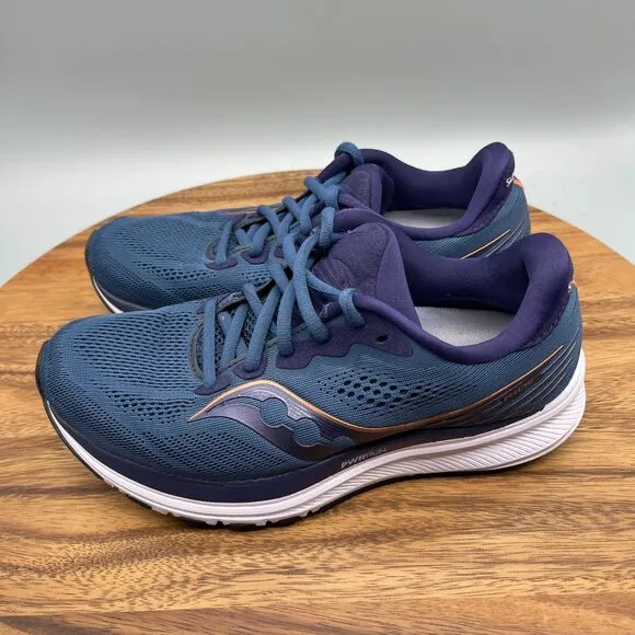 Saucony Ride 14 Shoes Womens Size 7.5 Blue Road Running Comfort Walking Sneakers