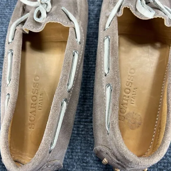 Scarosso Womens EU 41 US 11 Suede Slip On Loafers Driving Mocs Taupe Shoes Italy