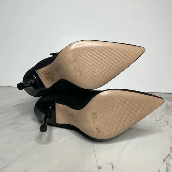 Schutz Mantis Black Nubuck Pointy Toe Heeled Tall Boot 6 1/2 B