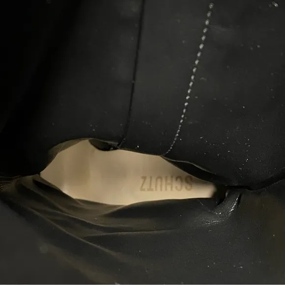 Schutz Mantis Black Nubuck Pointy Toe Heeled Tall Boot 6 1/2 B