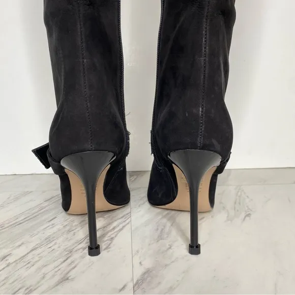 Schutz Mantis Black Nubuck Pointy Toe Heeled Tall Boot 6 1/2 B