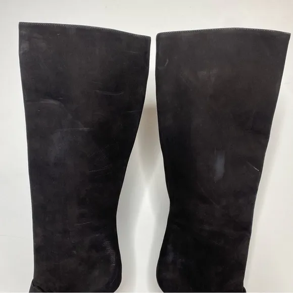 Schutz Mantis Black Nubuck Pointy Toe Heeled Tall Boot 6 1/2 B