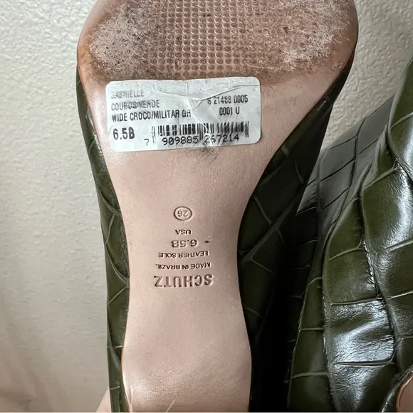 SCHUTZ Women's Gabrielle Wide Croc Boots in Military Green 6.5