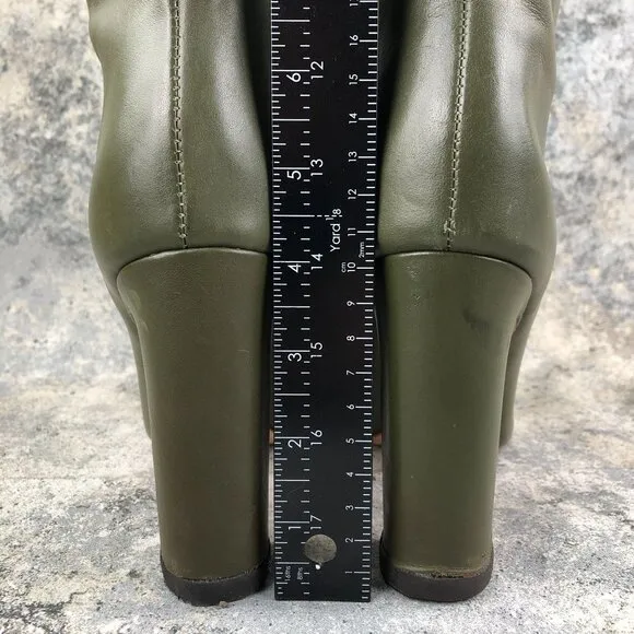 Schutz Women's Size 10B Gabrielle Up Military Green Leather Knee High Tall Boots