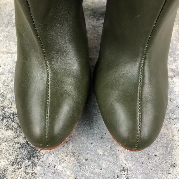 Schutz Women's Size 10B Gabrielle Up Military Green Leather Knee High Tall Boots