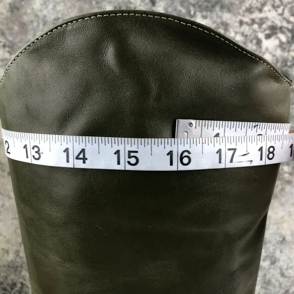 Schutz Women's Size 10B Gabrielle Up Military Green Leather Knee High Tall Boots