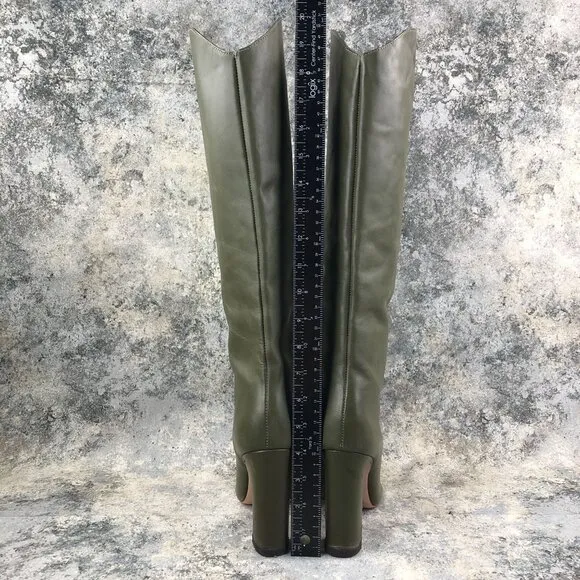 Schutz Women's Size 10B Gabrielle Up Military Green Leather Knee High Tall Boots