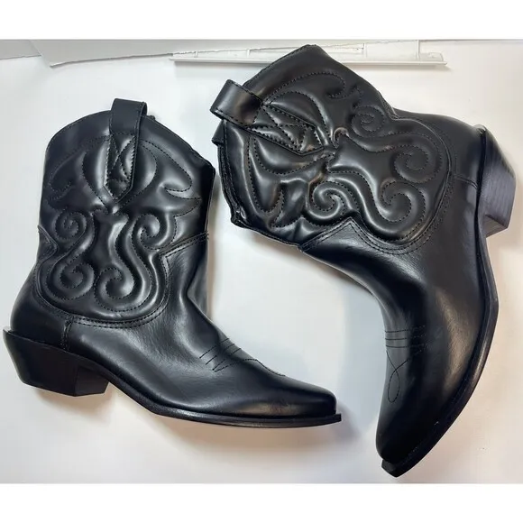 SCHUTZ Zachy Short Wester Bottie Boots In Black Sz 7 New