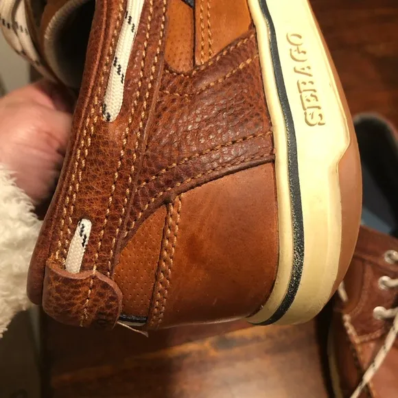 SEBAGO TRITON 3 EYE Men's Brown leather Boat Shoes. Sz 10W