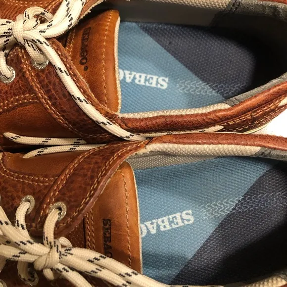 SEBAGO TRITON 3 EYE Men's Brown leather Boat Shoes. Sz 10W