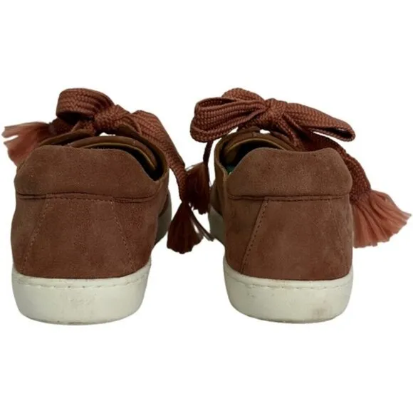 Sezane Blush Pink Jack Eyelet Sneakers Size 7 Lace Up Suede Leather Barbie Shoes