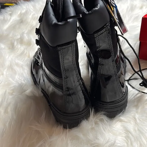 Shiny Black Combat Boots