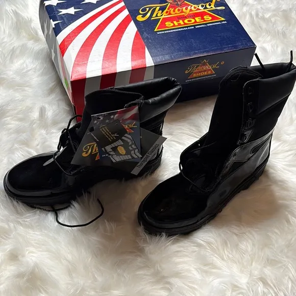 Shiny Black Combat Boots