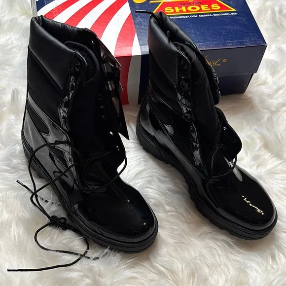 Shiny Black Combat Boots