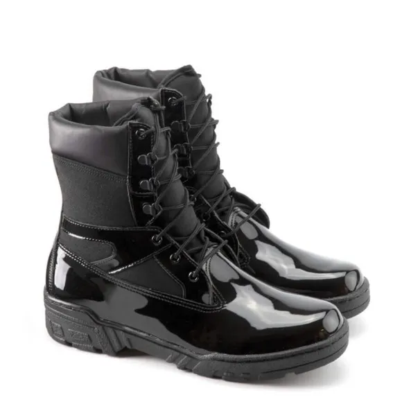 Shiny Black Combat Boots