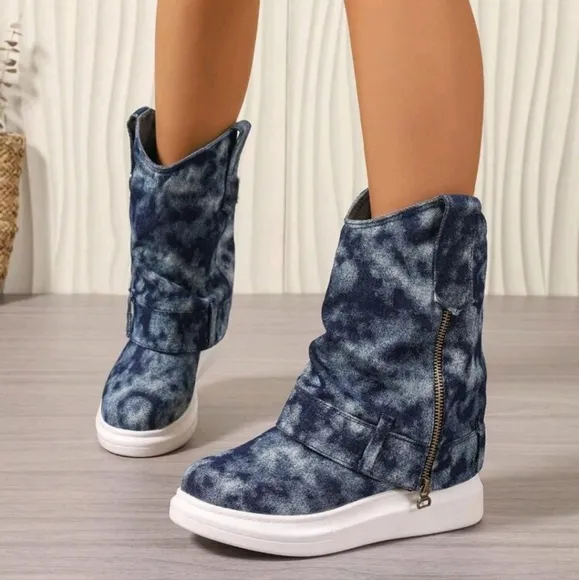 Simple Fashion Mid-Calf Boots For Women, Slip-On Anti-Slip Comfortable All-Match