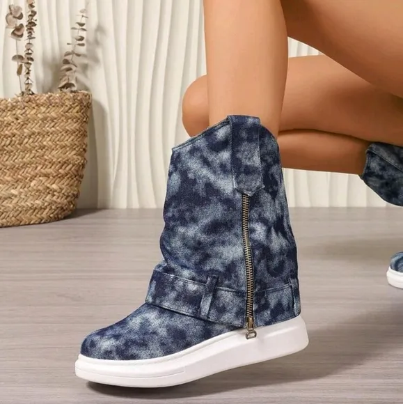 Simple Fashion Mid-Calf Boots For Women, Slip-On Anti-Slip Comfortable All-Match