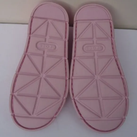 SIZE 12C. CROCS cabo mary jane pink canvas sneakers shoes.