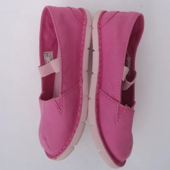 SIZE 12C. CROCS cabo mary jane pink canvas sneakers shoes.