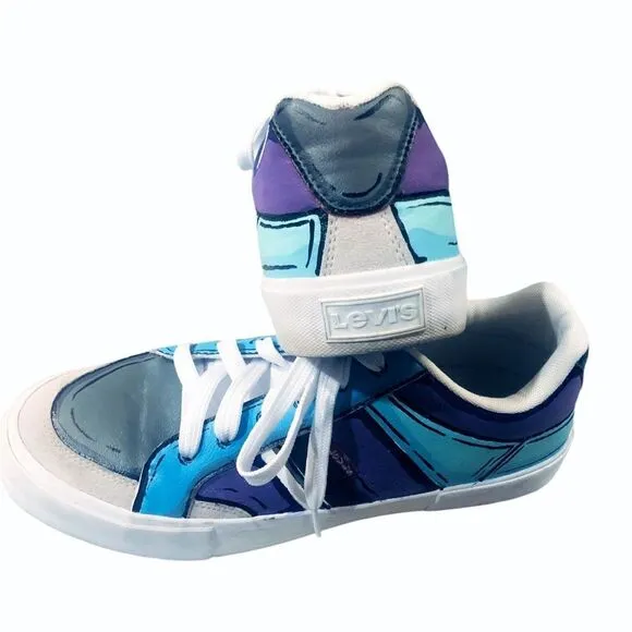 Size 9 Men’s Painted Retro Comic Levi Canvas Shoes