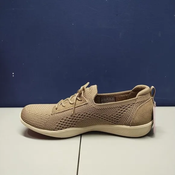 SKECHERS Active Newbury Sneaker Shoes Womens Size 9 Brown Mesh Lace Up 100434