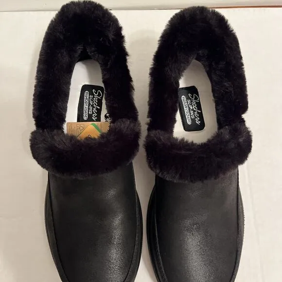 Skechers Cozy Escape Slip-ins Women's 6M Black Faux-fur