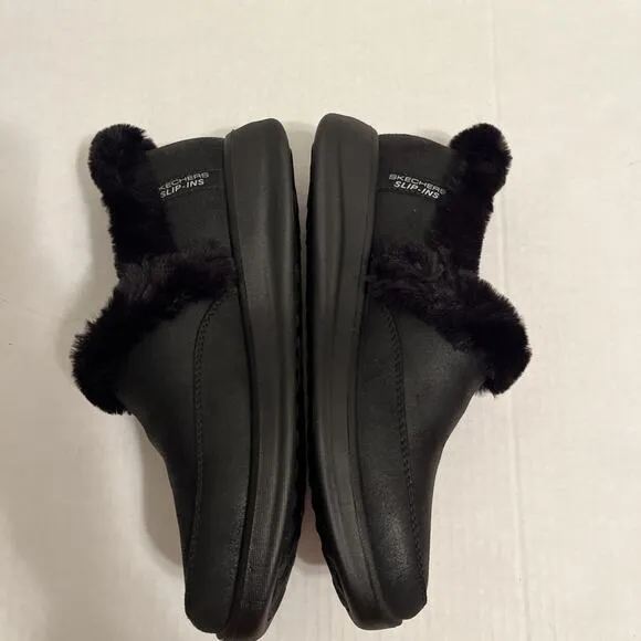 Skechers Cozy Escape Slip-ins Women's 6M Black Faux-fur