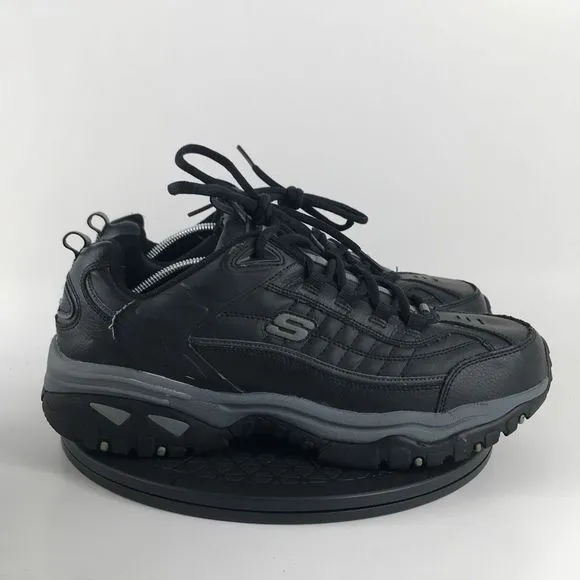 Skechers Energy After Burn Black Leather Comfort Shoes 50081EW Men’s Size 13 W