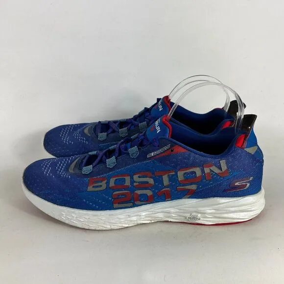 Skechers Go Run 5 Boston Sneaker Mens 11.5 Blue Lace Up Quick-Fit Athletic Shoes