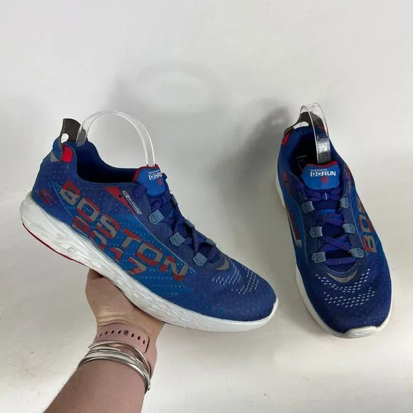 Skechers Go Run 5 Boston Sneaker Mens 11.5 Blue Lace Up Quick-Fit Athletic Shoes