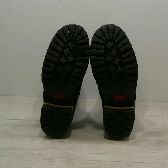 Skechers Men's Round Toe Engineer Black Leather Motorcycle Boots Size 9