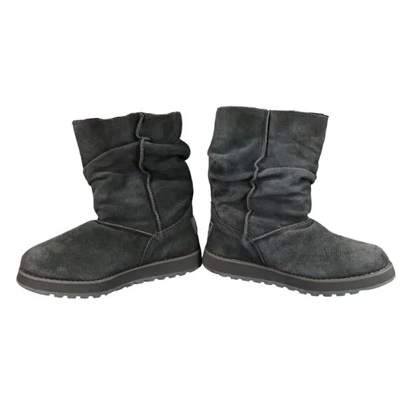 Skechers Shoes Womens 6 Boots Winter Slouchy Comfort Warm Leather Faux Fur Gray