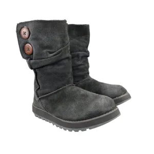 Skechers Shoes Womens 6 Boots Winter Slouchy Comfort Warm Leather Faux Fur Gray