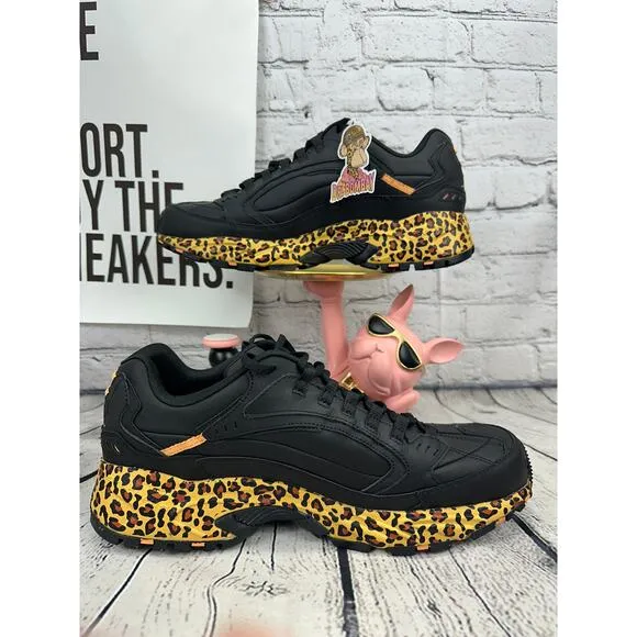 Skechers x Snoop Dogg Stamina Bombay Mens 12 Black Shoes Dr. Sneaker Leopard NEW