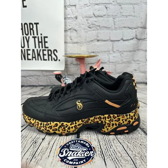 Skechers x Snoop Dogg Stamina Bombay Mens 12 Black Shoes Dr. Sneaker Leopard NEW