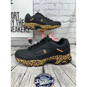 Skechers x Snoop Dogg Stamina Bombay Mens 12 Black Shoes Dr. Sneaker Leopard NEW