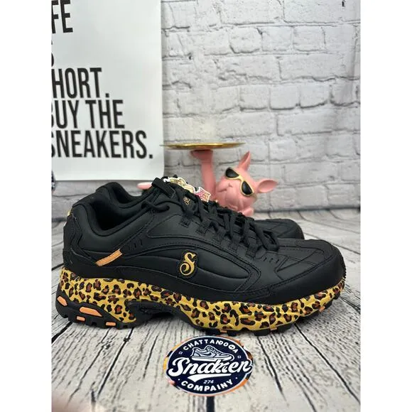 Skechers x Snoop Dogg Stamina Bombay Mens 12 Black Shoes Dr. Sneaker Leopard NEW