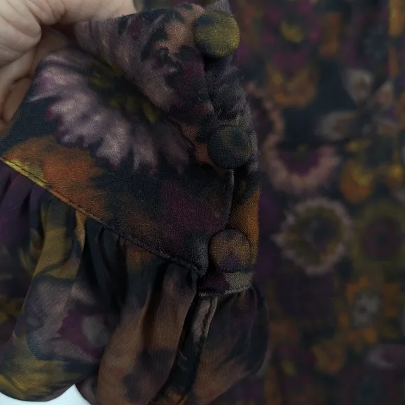 Slate &amp; Willow Purple &amp; Orange Dark Florals Square Neck Mini Dress Size 6