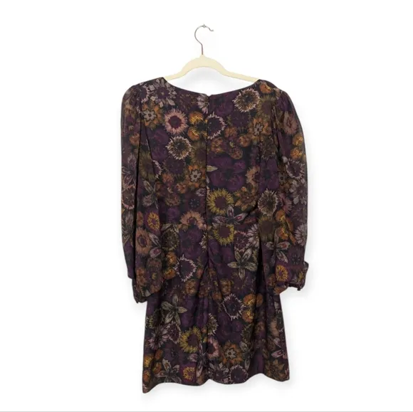 Slate &amp; Willow Purple &amp; Orange Dark Florals Square Neck Mini Dress Size 6
