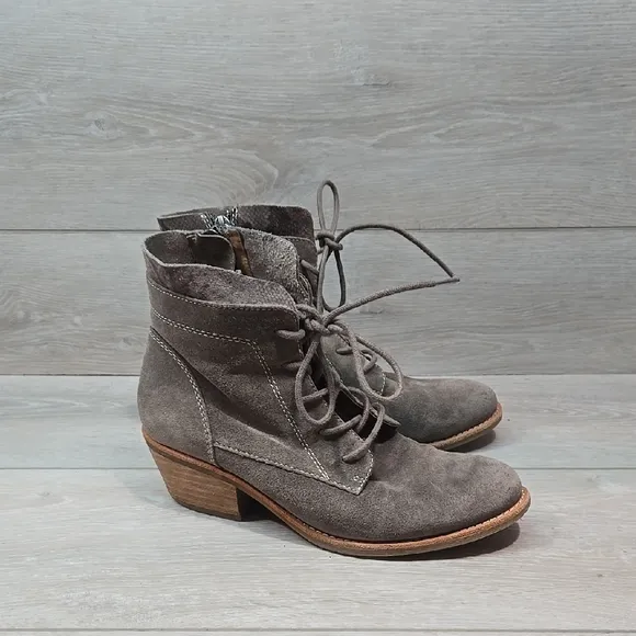 Sofft Women Aqua Leather Gray Suede&amp;Brown Ankle Boots Shoes Sz 7M