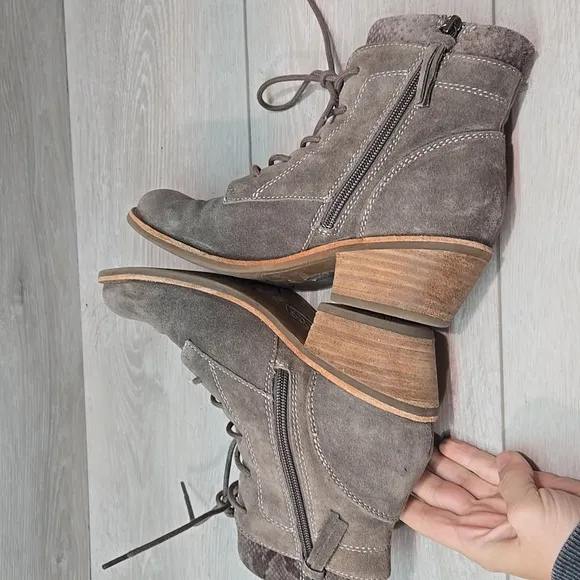 Sofft Women Aqua Leather Gray Suede&amp;Brown Ankle Boots Shoes Sz 7M